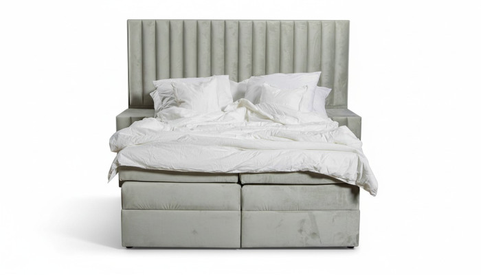 Juego de dormitorio cama mesita de noche de diseño moderno de lujo gris