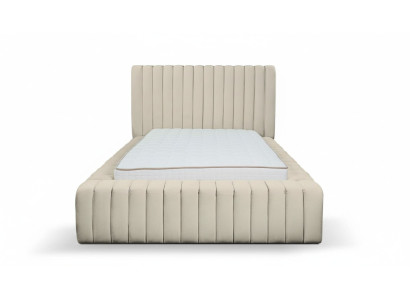 Dormitorio de lujo Cama Doble de Madera Tapizada Marco de Cama Beige