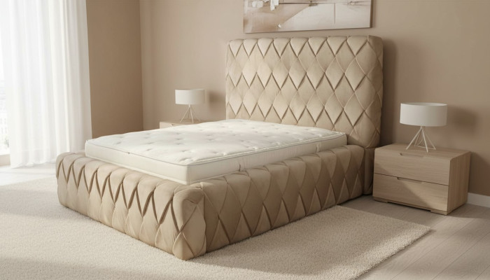 Marco de cama de lujo 180x200 cm color beige Cabecero Camas Dormitorio Muebles