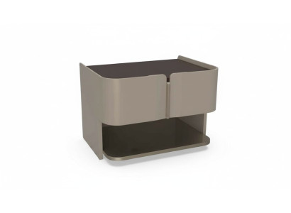 Diseño de mesita de noche gris, consola de madera para dormitorio de lujo.