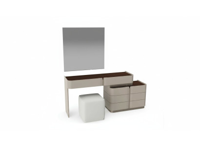 Mesa de tocador con espejo elegante, taburete blanco, conjunto completo de 3 piezas de dormitorio nuevo