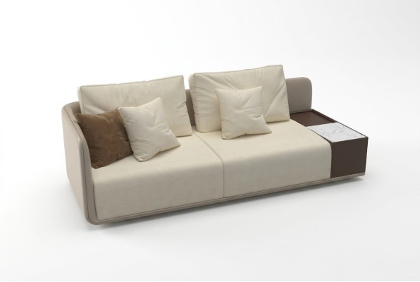 Sofá de lujo de tres plazas moderno tapizado en textil, mueble de sofá.