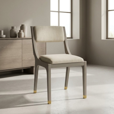 Silla de diseñador para comedor, tela de tela blanca, madera de verdad, nueva.