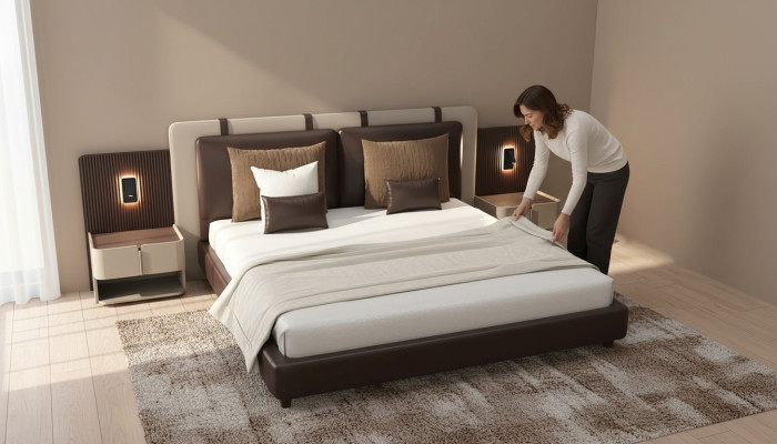 Lujo mesita de noche dormitorio cama cama 3 piezas conjunto completo diseño mobiliario.