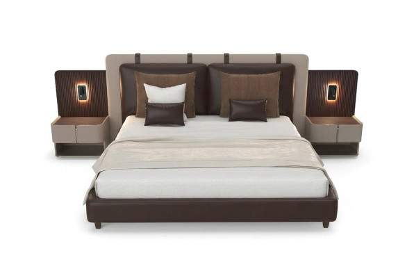 Lujo mesita de noche dormitorio cama cama 3 piezas conjunto completo diseño mobiliario.