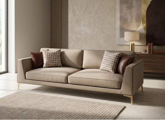 Sofá de diseño Sofá Tapizado 3 Plazas Sofás Sofás Conjunto de Asientos Tela 240cm