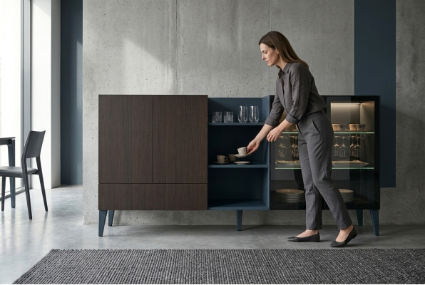 Aparador moderno muebles de madera cómoda marrón negro nuevo