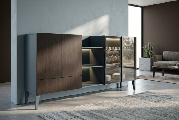 Aparador moderno muebles de madera cómoda marrón negro nuevo