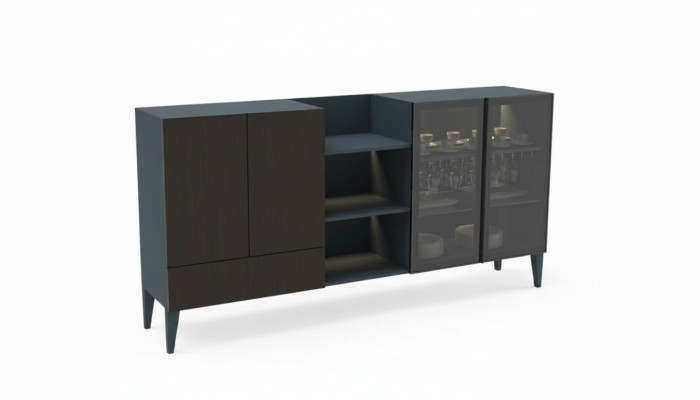 Aparador moderno muebles de madera cómoda marrón negro nuevo