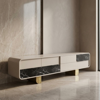 Soporte para TV RTV Lowboard clásico de madera gris moderno para sala de estar, nuevo.
