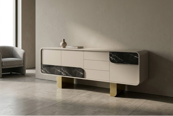 Mueble espejo del sideboard del diseñador, mueble de diseño de la consola de madera.