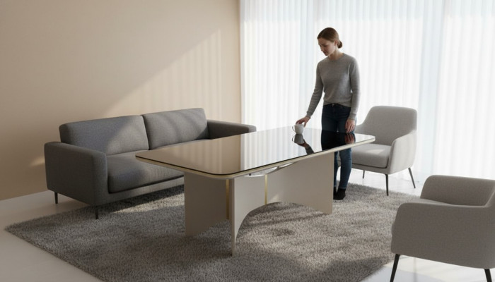 Mesa de lujo moderna gris, mesa de comedor diseño de comedor nuevo