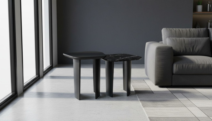 Mesa auxiliar de lujo, mesa de diseño, mesas auxiliares de sala de estar, novedad en negro.