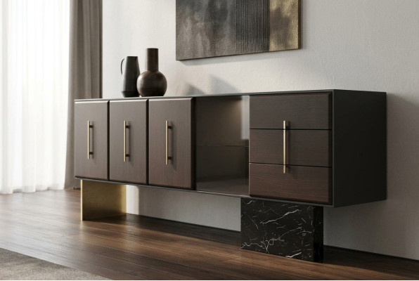 Aparador moderno de madera, muebles cómodas de lujo, diseño de soporte para TV nuevo.