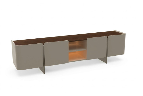 Moderna pared de salón diseño soporte de TV lujo gris lowboard nuevo