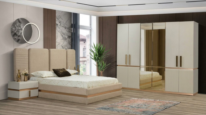 Tocador moderno beige con espejo altura 180 cm muebles de lujo nuevos