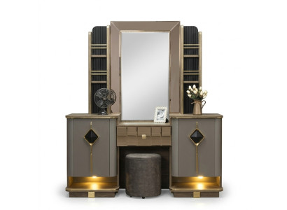Elegante tocador con espejo. Muebles perfectos para una habitación nueva.