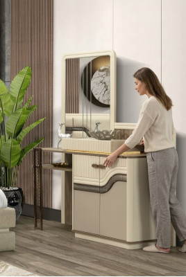 Diseño tocador con espejo en el dormitorio Elegante tocador de muebles
