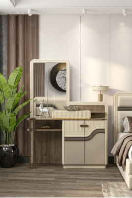 Diseño tocador con espejo en el dormitorio Elegante tocador de muebles