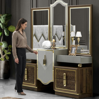 Diseño moderno tocador con espejo Dormitorio Nuevo Lujo