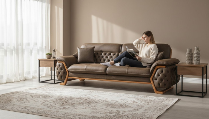 Sofá de 3 plazas Chesterfield ajustable de diseño de sofás de salón acolchado
