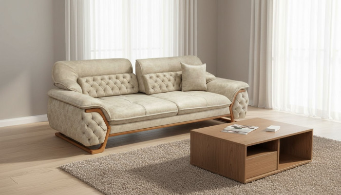 Chesterfield Sofá de tres plazas con respaldo ajustable, sofá de lujo muebles