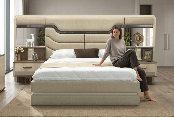 Muebles camas lujo cama 2x mesitas noche 3 pzs. Juego de dormitorio diseño