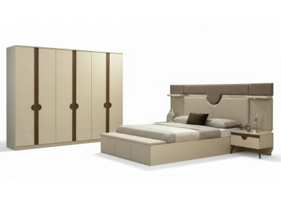 Elegante conjunto de muebles para dormitorio de 4 piezas: cama, 2 mesitas de noche, armario. Nuevo.