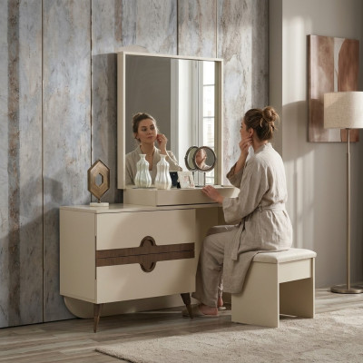Mesa de maquillaje beige con espejo Diseño de muebles de dormitorio Konso lNeu