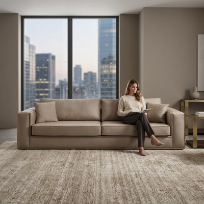 Diseño de muebles Sofá Moderno de 3 plazas para sala de estar de lujo beige de 235 cm.