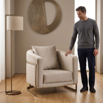 Silla de 1 plaza de tela para salón, acolchada de lujo, asiento de relax nuevo para la sala de estar.