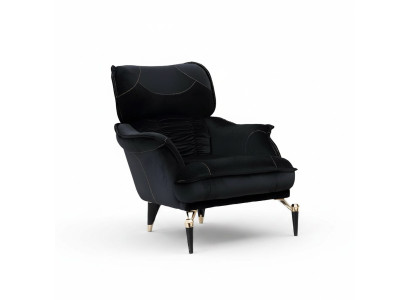 Sillón perfecto suave para sala de estar, color negro, nuevo, muebles de lujo de textil.