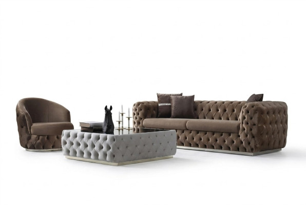 Conjunto de sala de estar de diseñador 3 + 1 asiento Muebles de lujo y modernos conjunto de 2 piezas.