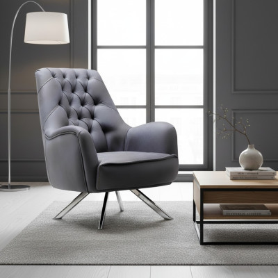 Sillón Diseño Sofá Sofá Relax Textil Tapizado Asiento Lujo Gris Nuevo