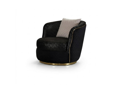 Diseño de sillón de 1 plaza, tapizado de lujo en tela, color negro de lujo.