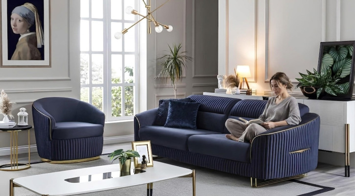 Sofá conjunto de 3+1 plazas, muebles modernos, diseño de conjunto de sofás nuevos de 2 piezas de tela.