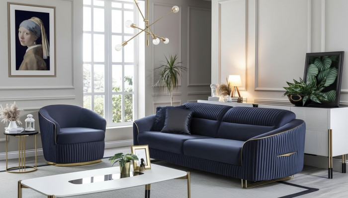 Sofá conjunto de 3+1 plazas, muebles modernos, diseño de conjunto de sofás nuevos de 2 piezas de tela.