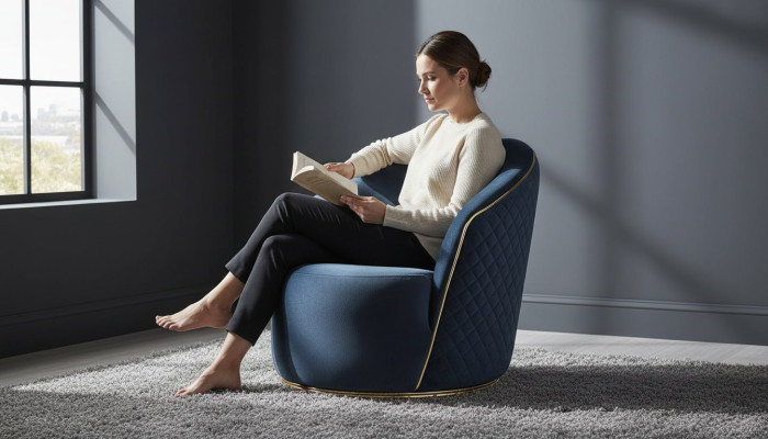 Sillón de lujo tapizado salón de relajación club muebles diseño sillón azul nuevo.