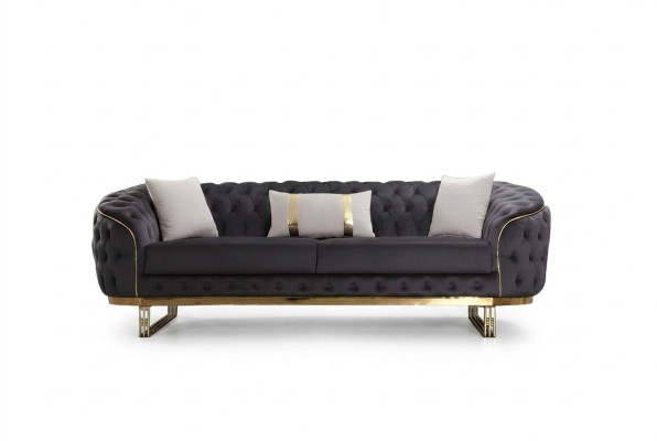 Sofá de diseñador de 3 plazas en tela Sofá de tapicería Sofás de diseño Marrón Chesterfield