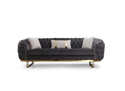Sofá de diseñador de 3 plazas en tela Sofá de tapicería Sofás de diseño Marrón Chesterfield