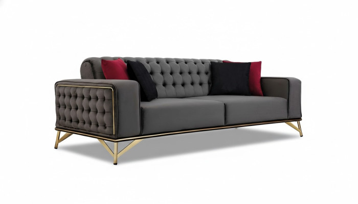 Sofá de diseñador de 3 plazas Chesterfield Sofá Tapizado Sofás de diseño marrón