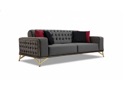 Sofá de diseñador de 3 plazas Chesterfield Sofá Tapizado Sofás de diseño marrón