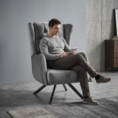 Silla Acolchada Asiento Diseñador Textil Sofá de 1 Plaza Tapizado Estilo