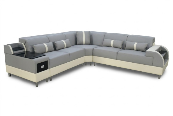Sofá esquinero en forma de L Sofá Diseño Acolchado Moderno Sofá de esquina gris