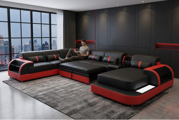 Sofá multifuncional, esquina de descanso, sillones acolchados, sofás LED, función de cama.
