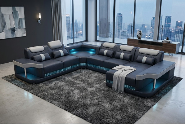 Sofá de lujo Tapizado Muebles de salón Sofá Esquinero Acolchado Sofá Rinconera