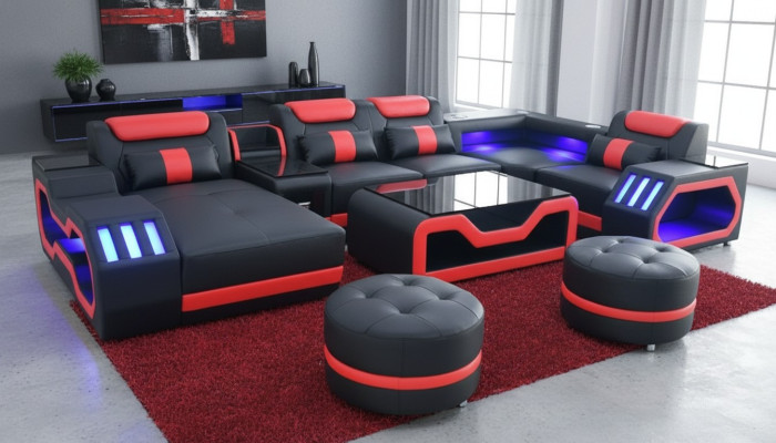 Sofá multifuncional, sofá cama, sofá de esquina, sofás tapizados, sofás con iluminación LED.