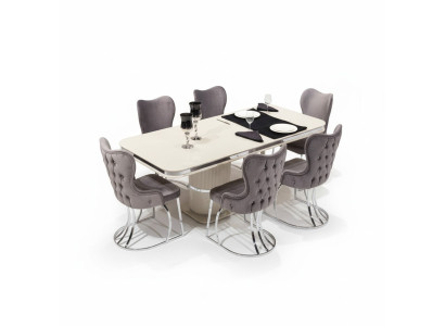 Mesa 6x sillas 7 piezas Comedor Mesa de comedor de madera Set de comedor Grupo Diseño