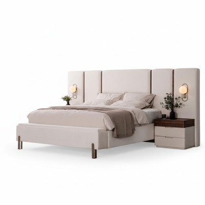 Juego de muebles de dormitorio completo y lujoso con cama, banco y 2 mesitas de noche 3 piezas