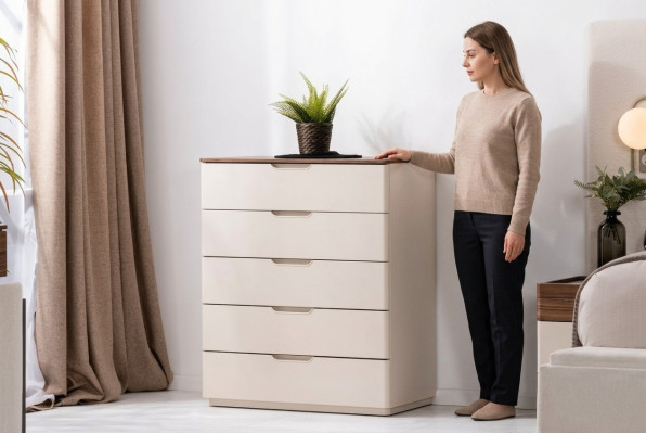Cómoda moderna elegante de madera beige